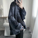 Tie dye loose shirt men long sleeved early autumn Korean version student ins men shirt dark abstinence inch shirt men shirts y2k
