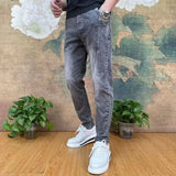 men harem drawstring jeans cool casual stretch elastic waist trousers male denim pants hip hop korean harem joggers cargo jeans relaxed fit joggers