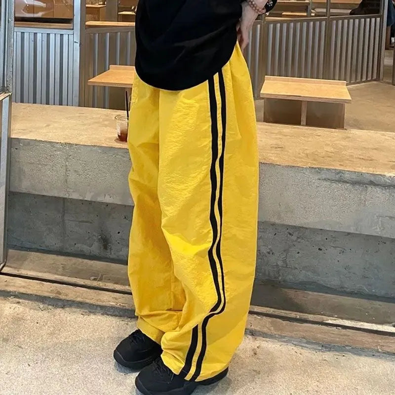 kpop vintage cargo casual harajuku pant women streetwear striped oversize baggy jogging sweatpants wide trousers school outfit sporty tapered joggers
