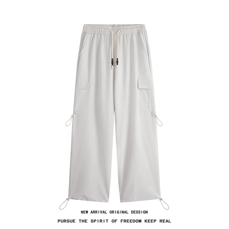 hip hop mens loose fit paratrooper pants drawstring elasticated work pants lightweight quick drying sport climbing trousers unique default style 3304
