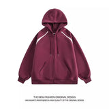 American Street Ins Gray Hooded Sweatshirt Jacket for Boys Retro Street Y2K Loose Splicing Contrasting Zipper Cardigan Top