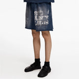 Saint Louis 24SS Future Vintage Splashing Ink Graffiti Making Dirty Water Making Old Drawstring Shorts For Summer