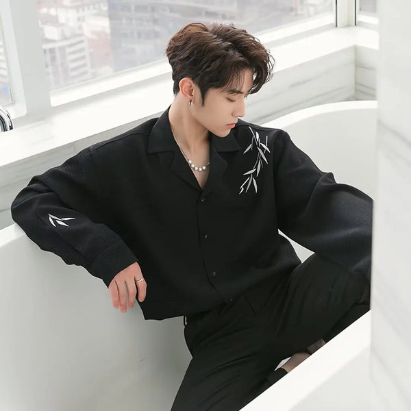 Men Waffle Shirt Women Long-sleeved Spring and Autumn Vintage Style Boys Handsome Solid Shirt Top Men Clothes
