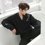 Men Waffle Shirt Women Long-sleeved Spring and Autumn Vintage Style Boys Handsome Solid Shirt Top Men Clothes