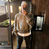 Hip Hop Oversized Embroidered Pattern Hoodies Women Goth Punk New Swea