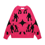 fashion knitted sweater unisex harajuku anime pattern sweaters casual pink color pullover streetwear sweaters jumpers knitwear urban wear with bold artwork, high quality cotton pullover, trendy hip hop style outerwear