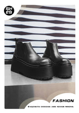 Increase Chelsea Men's Streetwear Fashion Thick Soled Platform Leather Casual Shoes Luxury Designer Boots Shoe for Men