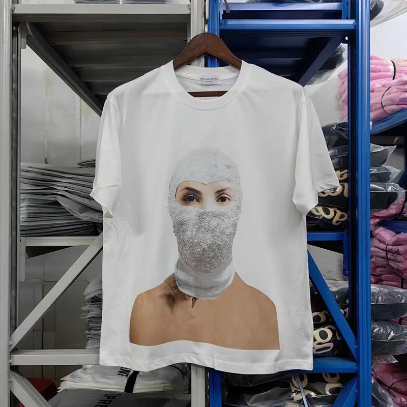 Glitchcore Fashion – High Quality Ih Nom Uh Nit T Shirt Masked Men Letter Printin – Urban Streetwear for Men & Women