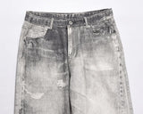 2023 european and american vintage digital printing jeans washed distressed straight denim pants mens streetwear y2k jean pants unique jeans style 5792