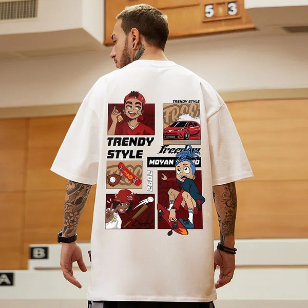 Gothic Vintage anime – Trendy Style Skateboard Boy Graphic Printed T Shirt For Men
