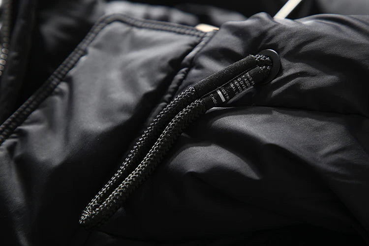Men Hooded Down Jacket Winter Casual Letter Printed Parkas Streetwear Warm Black Zipper Jackets Harajuku Fashion Duck Down Coats