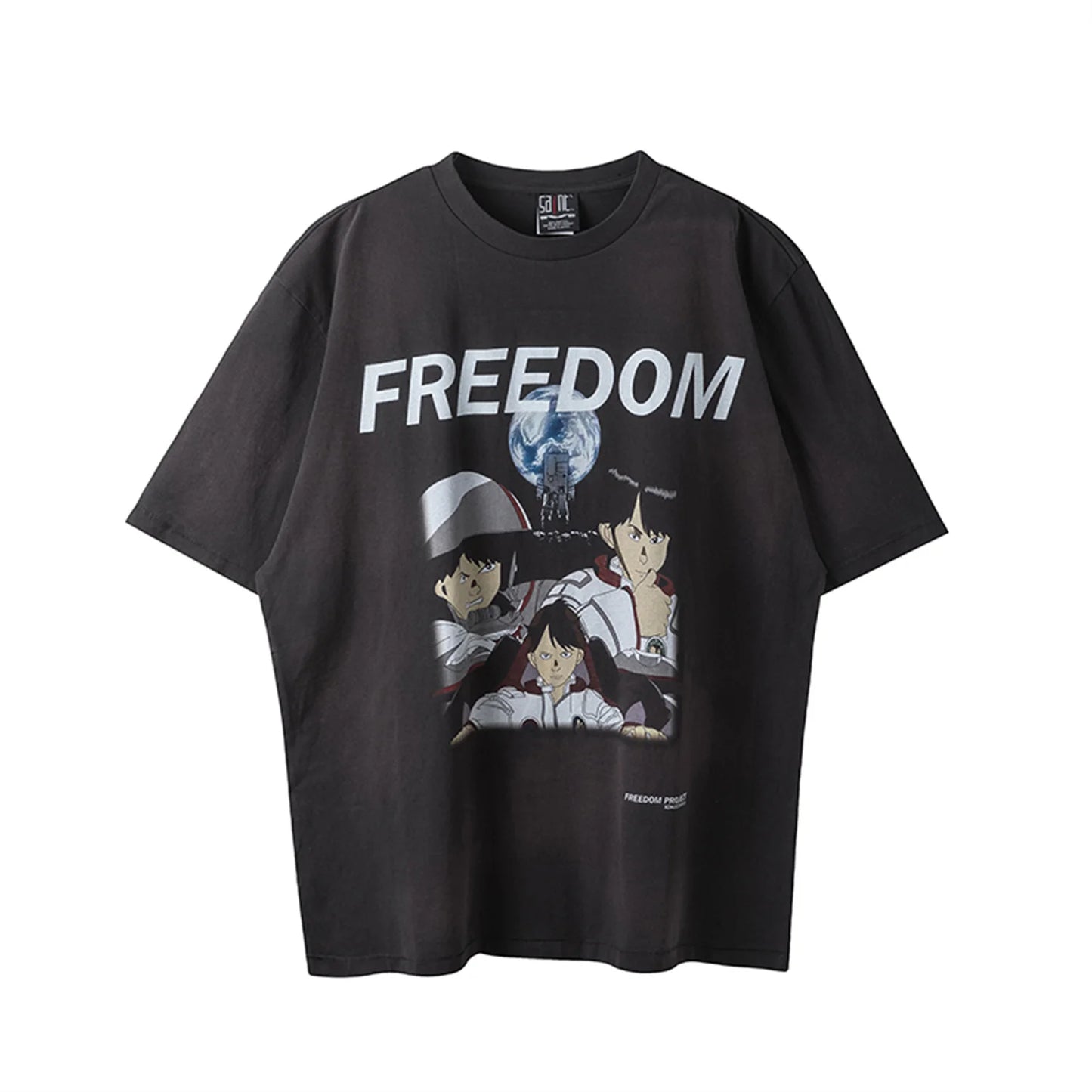 Summer Vintage Retro Anime Portrait Print High-Street Casual Loose Cotton Tops T-Shirt