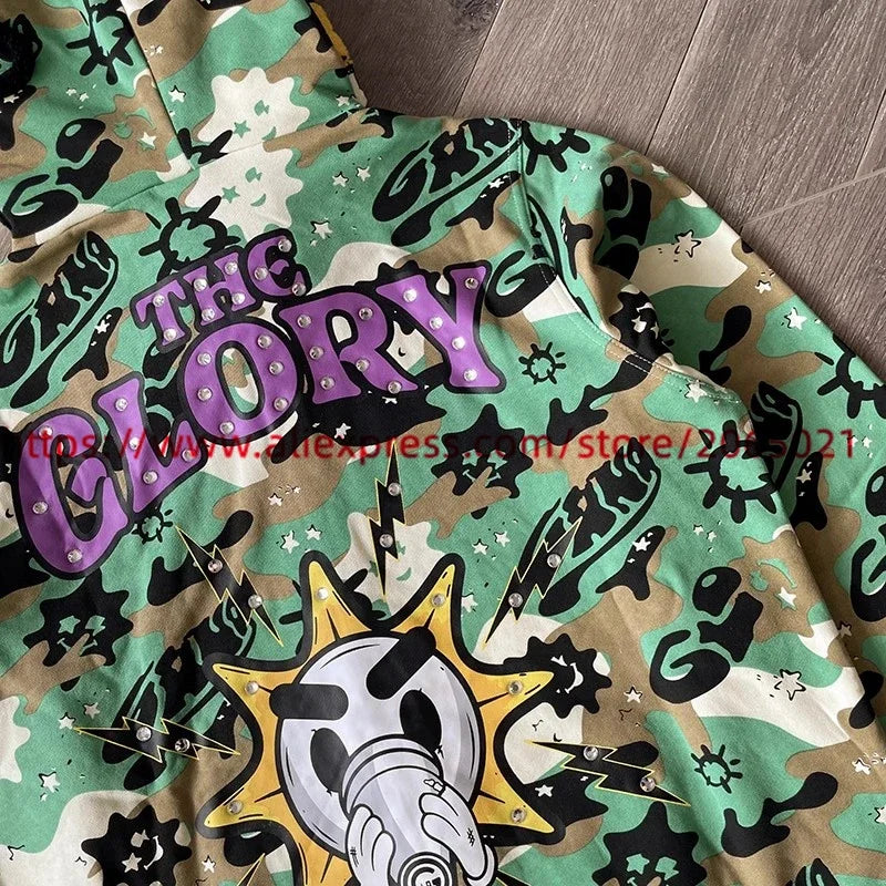 Towel Embroidered Cartoon Camouflage Glo Gang The Glory Full Zip Hoodi