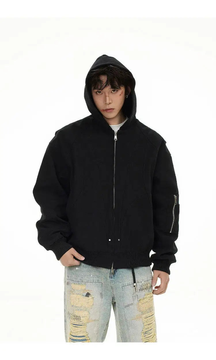 techwear bomber jacket, urban fit, men's streetwear fashion, trendy oversized fit, urban techwear design, modern hip hop styl