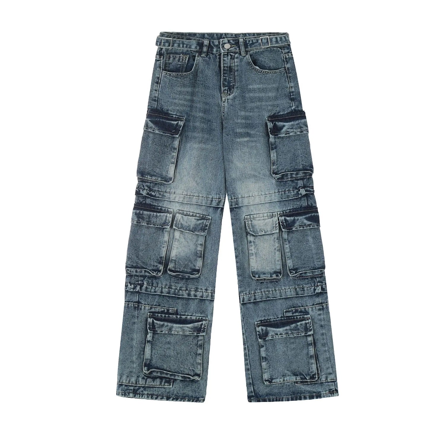 vintage multi pocket jeans mens harajuku cargo denim pants retro hip hop straight loose jean pants men clothing 1 unique cargo style 468