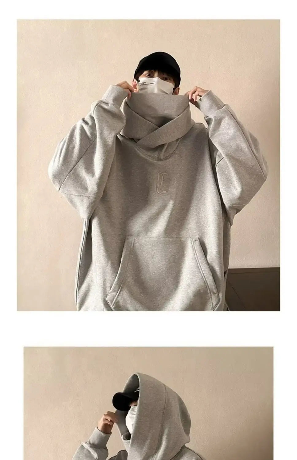 Trendy American High Collar Hooded Storm Sweatshirt For Men Women High