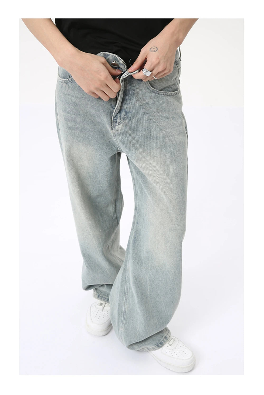 vintage baggy jeans mens streetwear hip hop loose blue denim pants hi street luxury designer jeans trousers man unique jeans style 4487