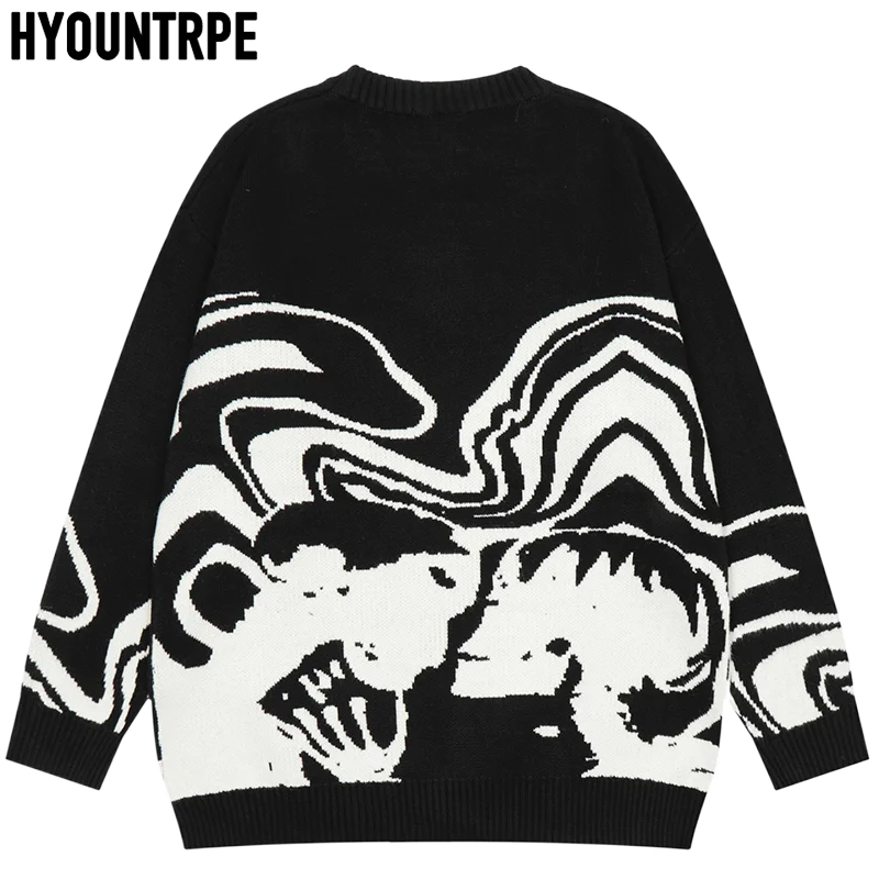 techwear flame knit sweater with structured oversized fit, ideal for cold streetwear layers, men’s streetwear clothing piece 