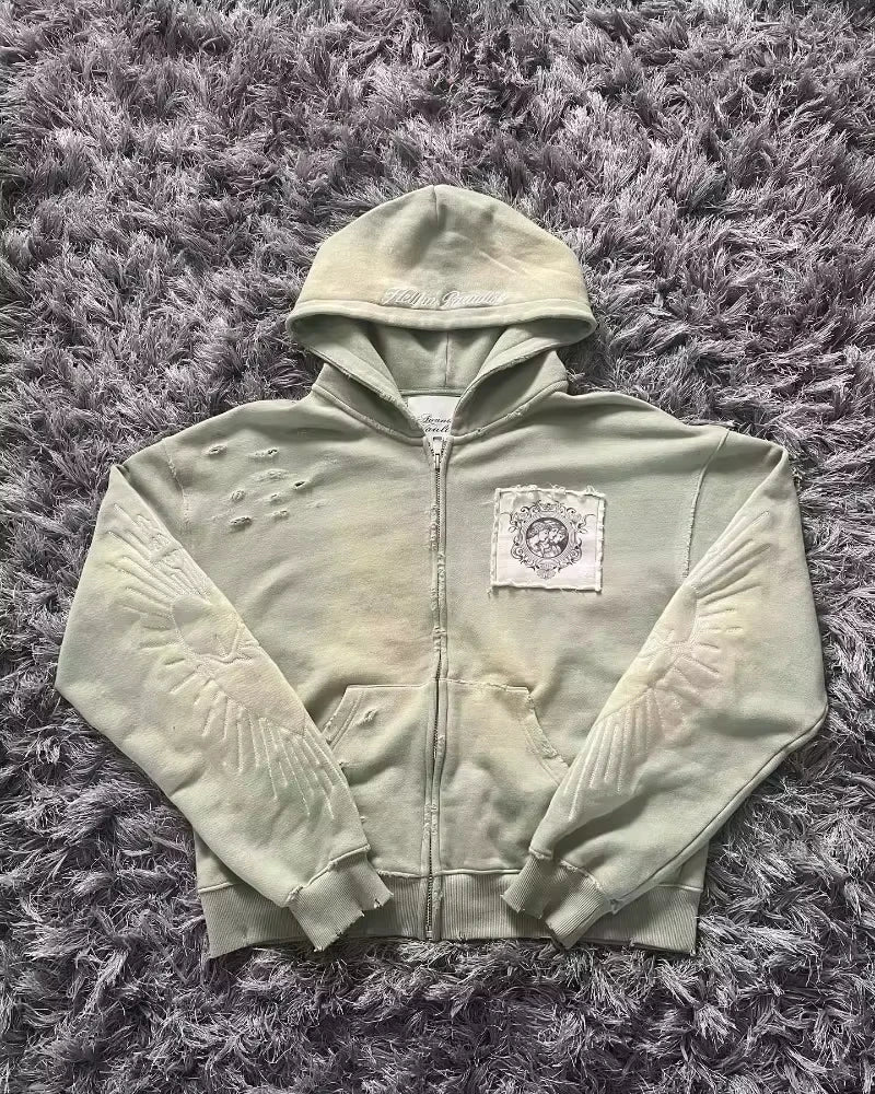 Street Y2K New Fashion Joker Fleece Padded Zipper Hoodie Women Harajuk