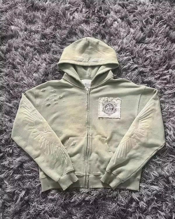 Street Y2K New Fashion Joker Fleece Padded Zipper Hoodie Women Harajuk