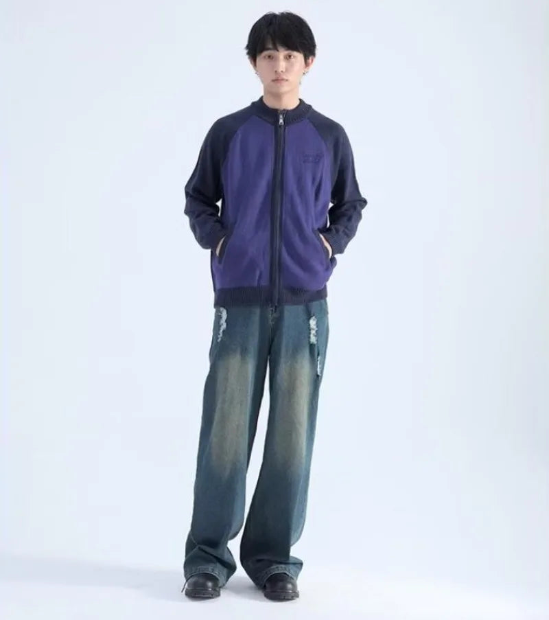 layered flame street knit, photo-ready knit, trendy urban fashion top for men, layered streetwear look