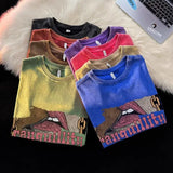 Glitchcore Aesthetic piece – Pure Cotton Heavyweight T Shirt Mens Summer American Retro W