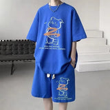 Vaporwave Crying angel – Summer Men Tracksuit Japan Cartoon Streetwear Cool Bear Prin