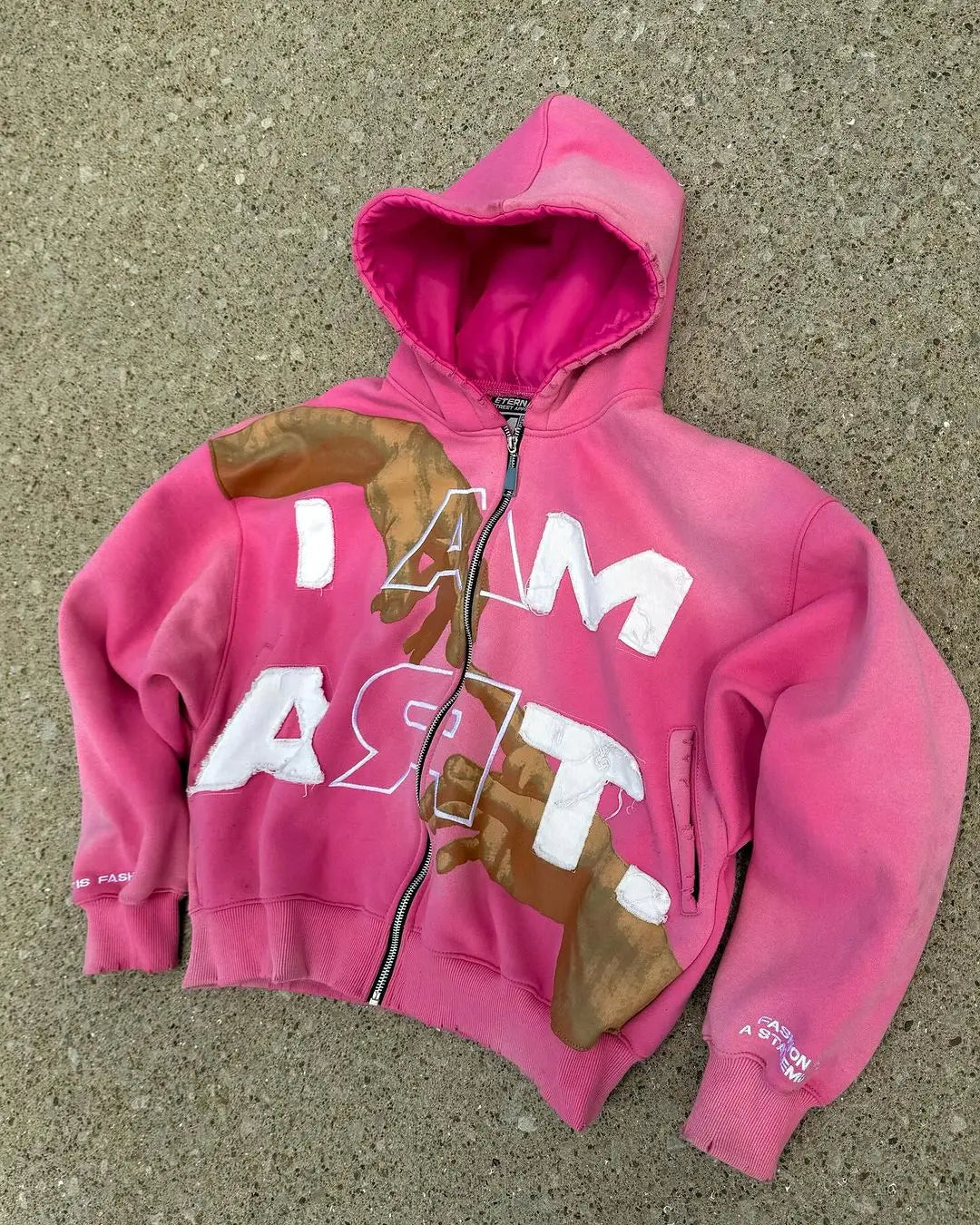 Hip Hop Trendy Streetwear Y2K Harajuku American Retro Letter Print Zip