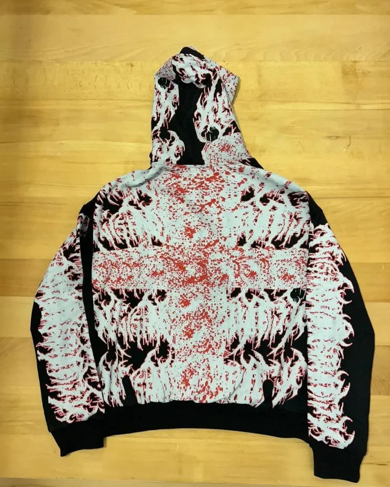 European And American Street New Striped Print Oversized Pullover Wome