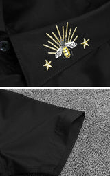 New 2022 luxury Men Classic Embroidered star bee Fashion Cotton Casual Shirts Shirt high quality Pocket Short sleeves #A40