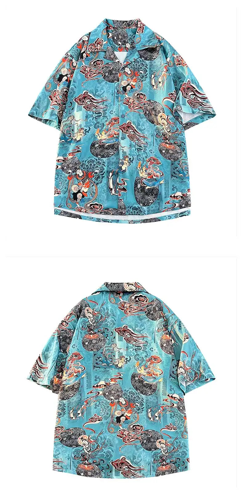 Men's Fashion Shirt Short Sleeve Printed Summer Shirts Turn-down Collar Beach Tops