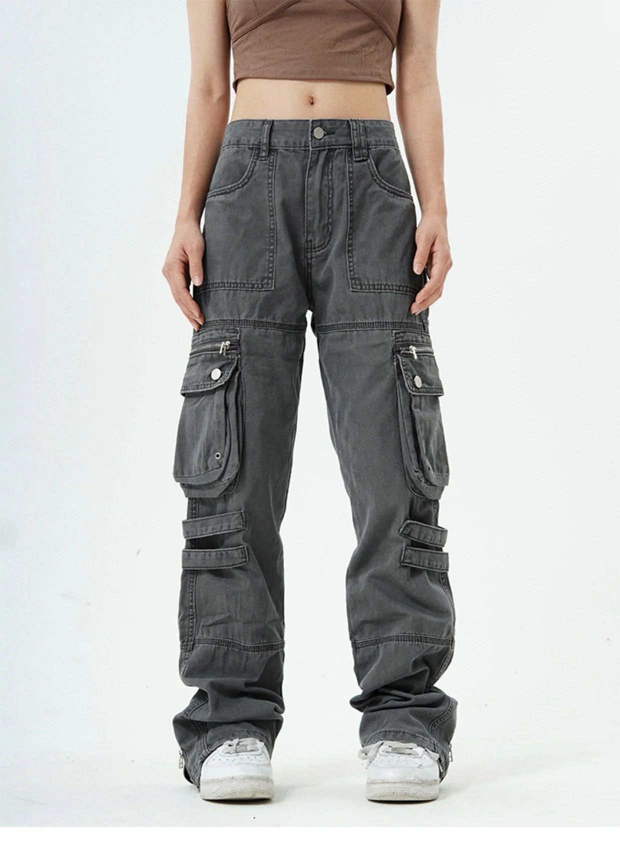 hip hip pants retro cargo harem pant streetwear side pockets harajuku joggers unisex new casual loose straight cotton trousers unique joggers style 2810
