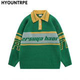 men knitted sweater jumper casual polo neck letter casual long sleeve streetwear hip hop autumn winter pullover knitwear sweater - urban fashion pullover, trendy hip hop fashion hoodie, 2025 streetwear drop