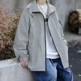 Outdoor Mens Charge Jacket Retro Loose Stand Collar Waterproof Tooling