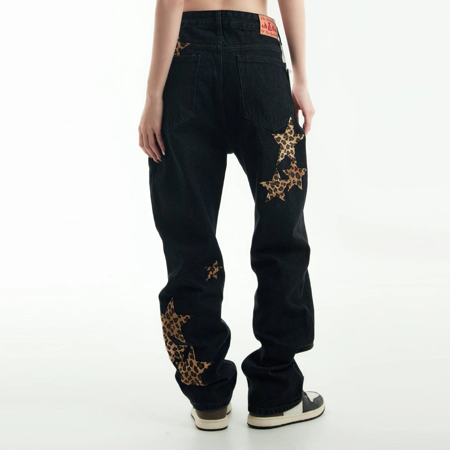 black baggy jeans men star patchwork straight denim pants fashion jeans male streetwear hip hop y2k loose trousers unique jeans style 821