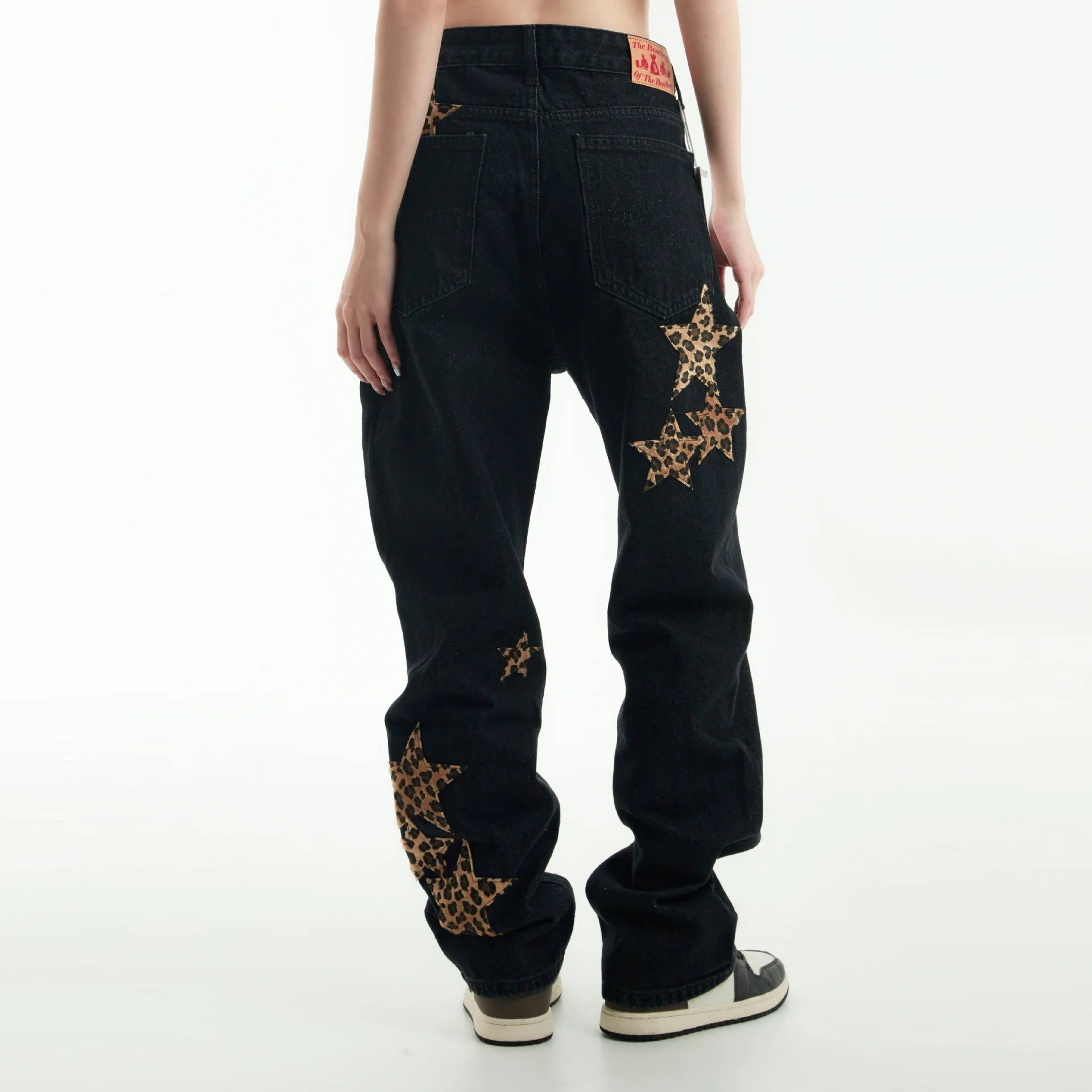 black baggy jeans men star patchwork straight denim pants fashion jeans male streetwear hip hop y2k loose trousers unique jeans style 821