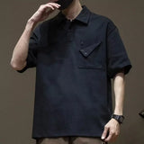 Gothic Angelcore design – Summer New Button Pocket Polo Shirt For Men Casual Short Sle