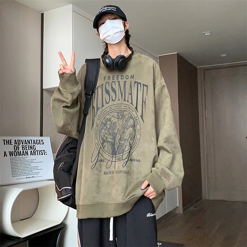 Gothic oversized hoodie with skull and crossbones print