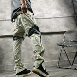 three dimensional adhesive zipper splicing functional patchwork cargo trousers mens high street vibe thin nylon cargo pants military streetwear pants