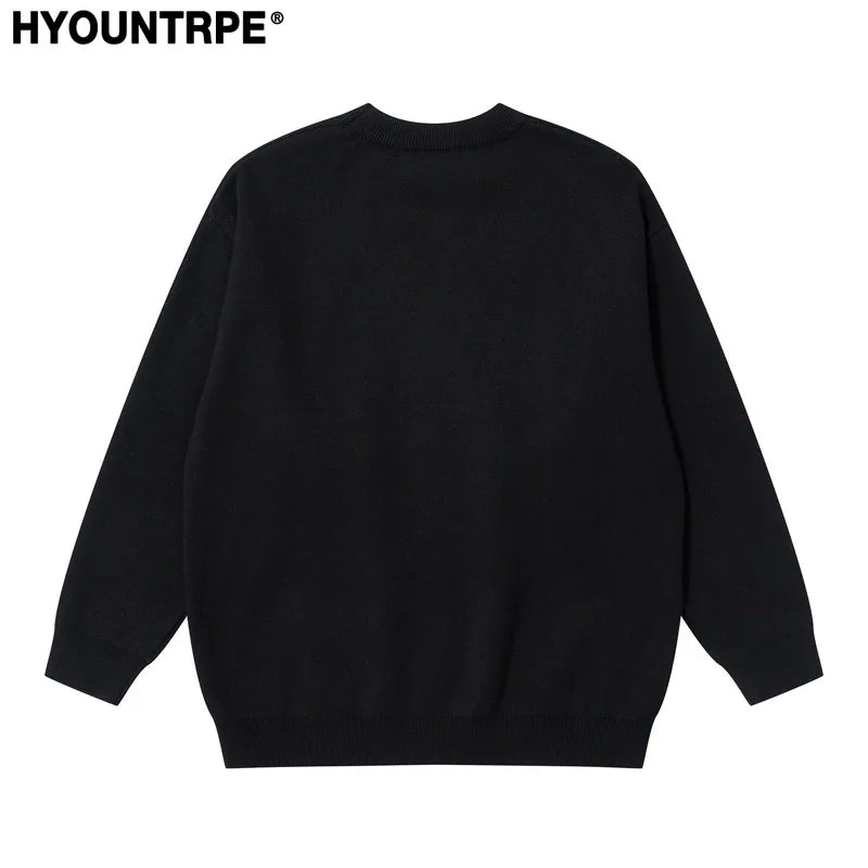 mens anime sweater knitted pullovers casual long sleeve loose o neck warm cotton harajuku sweaters new design jumpers knitwear - urban fashion pullover, trendy hip hop fashion hoodie, soft fleece-lined outerwear