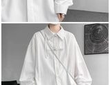 Shirts for men spring and autumn style national fashion design loose and versatile large size outer wear lapel long sleeved tops