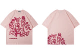 Skatercore Aesthetic print tee – 2023 Harajuku Cartoon Girl Cat Japanese Kanji Graphic T Shir