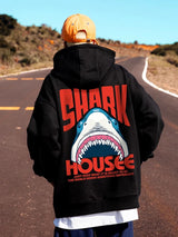 New In Anime Shark Graphic Printed Hooded Sweatshirts Men Hip Hop Fash