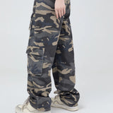 vintage pockets camouflage denim pants men jeans hip hop streetwear military cargo pants combat utility trousers