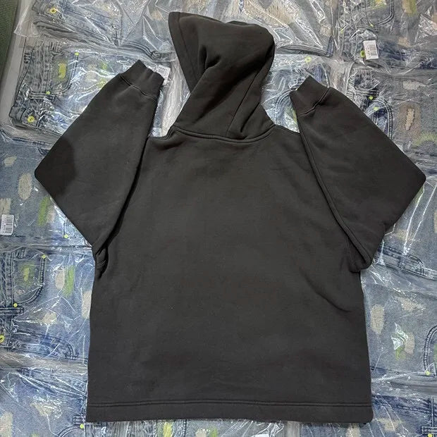 Cybernetic hoodie with neon reflections and vaporwave effect