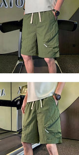 retro mens zip pocket cargo shorts loose straight outdoor casual shorts five point pants male quick dry cargo shorts summer new unique cargo style 1390