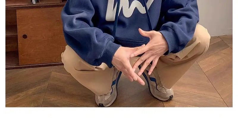 Fashionable Korean personality simple printed hooded sweatshirt for men autumn street Y2K new niche Japanese style boys' hoodie