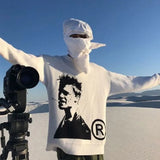 grunge knit sweater with heavyweight fabric, layered urban look for cold weather, street fashion menswear trend for seasonal 