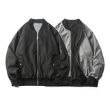 leather panel bomber, high-street look - oversized graphic apparel for edgy looks
