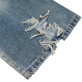 mens fashion ripped jeans blue straight baggy jeans trousers luxury designer loose casual distressed denim pants male ripped baggy denim